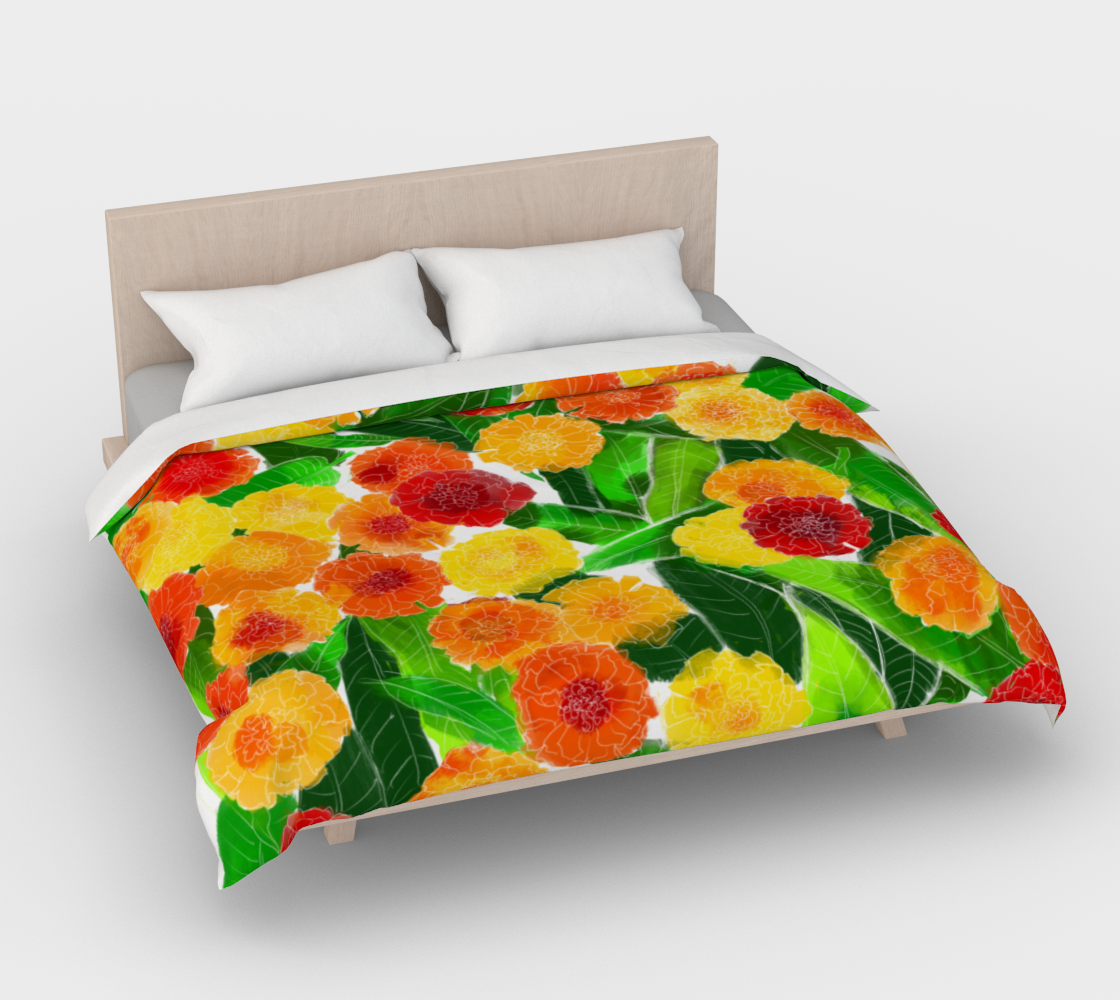 Mango Leaves and Marigolds | Duvet Cover