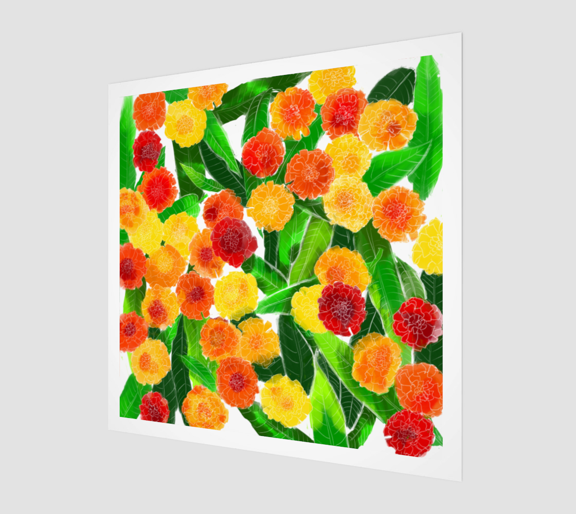 Mango Leaves and Marigold | Art Print